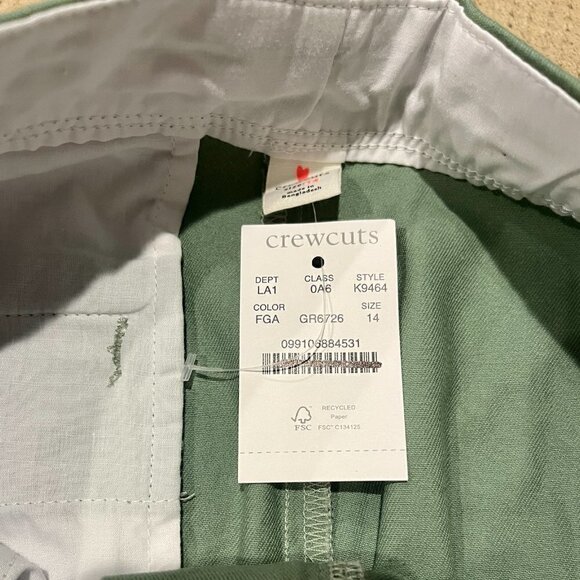 J. Crew Crewcuts Girls Frankie shorts chino K9464 Green 14 - Picture 4 of 5